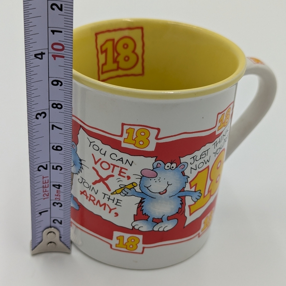 Vintage 90s 18th Birthday Celebration Mouse Coffee Tea Mug Beige Yellow Ceramic - Picture 4 of 11